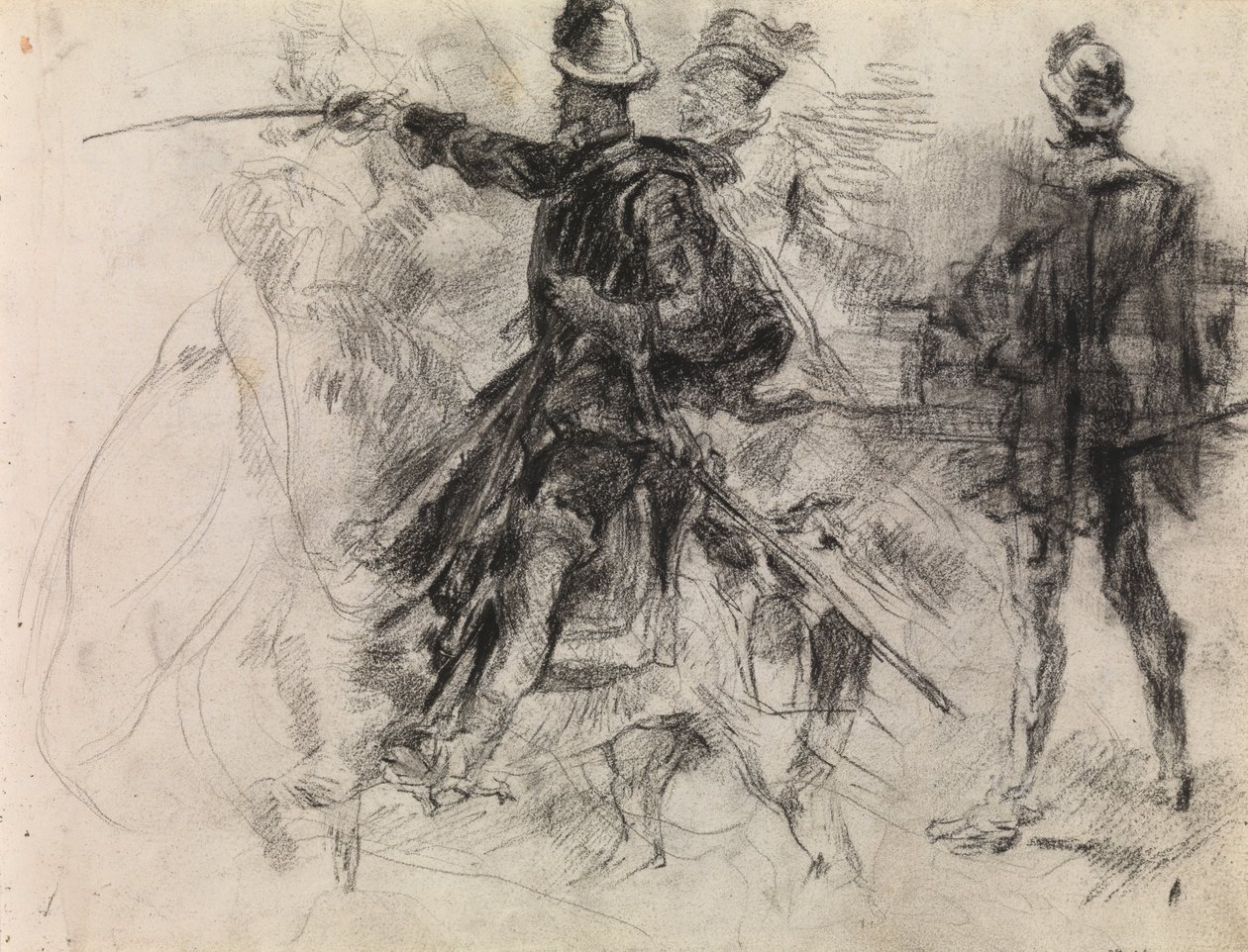Don Quijote (svart krita på papper) av James Ensor
