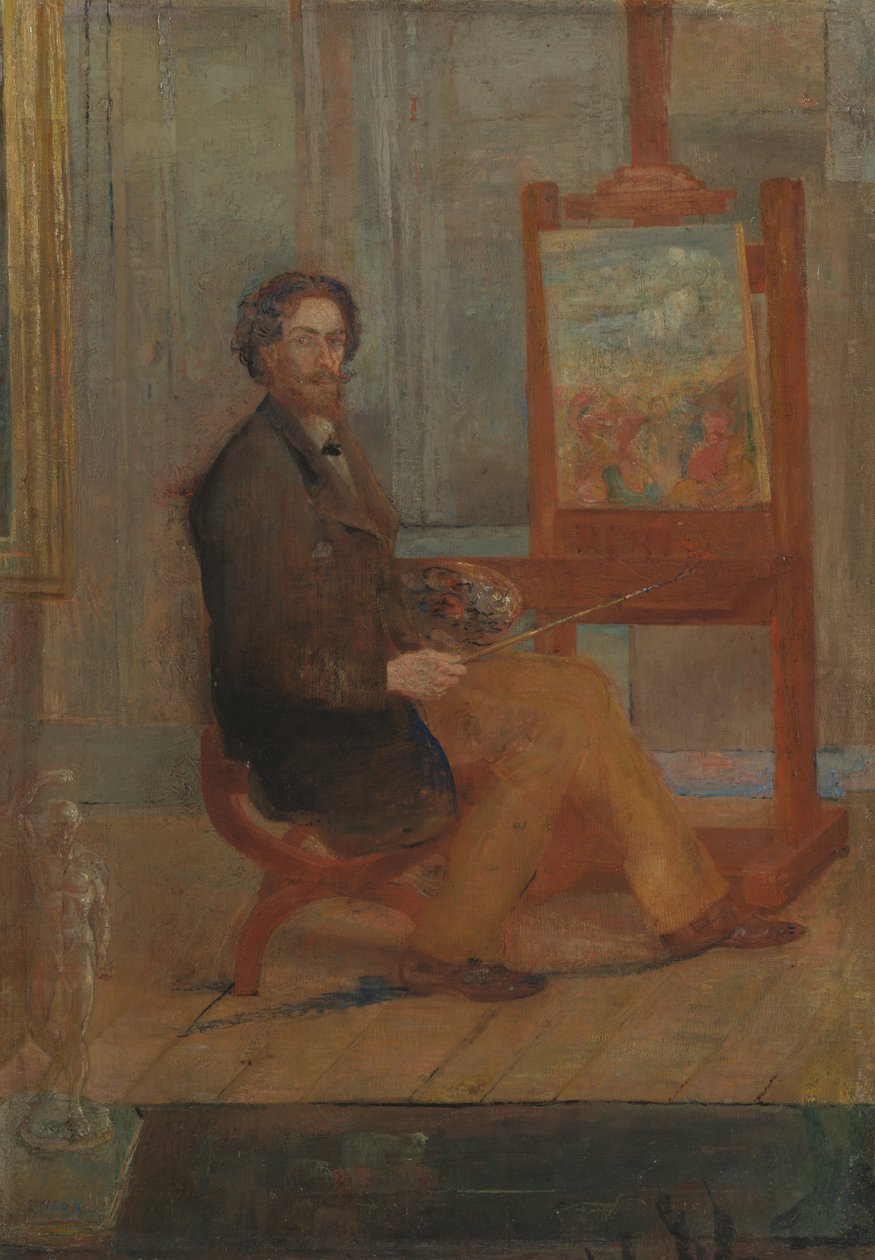 Ensor vid sin staffli, ca 1886 (olja på duk) av James Ensor