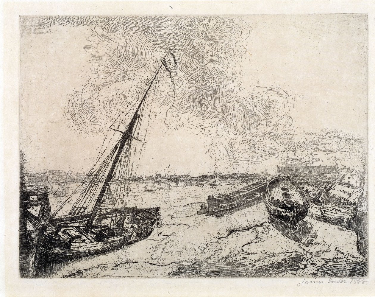 Strandade båtar av James Ensor