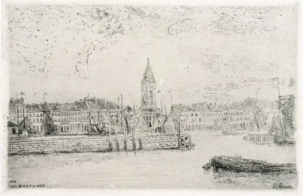 Utsikt över Oostende i öster av James Ensor