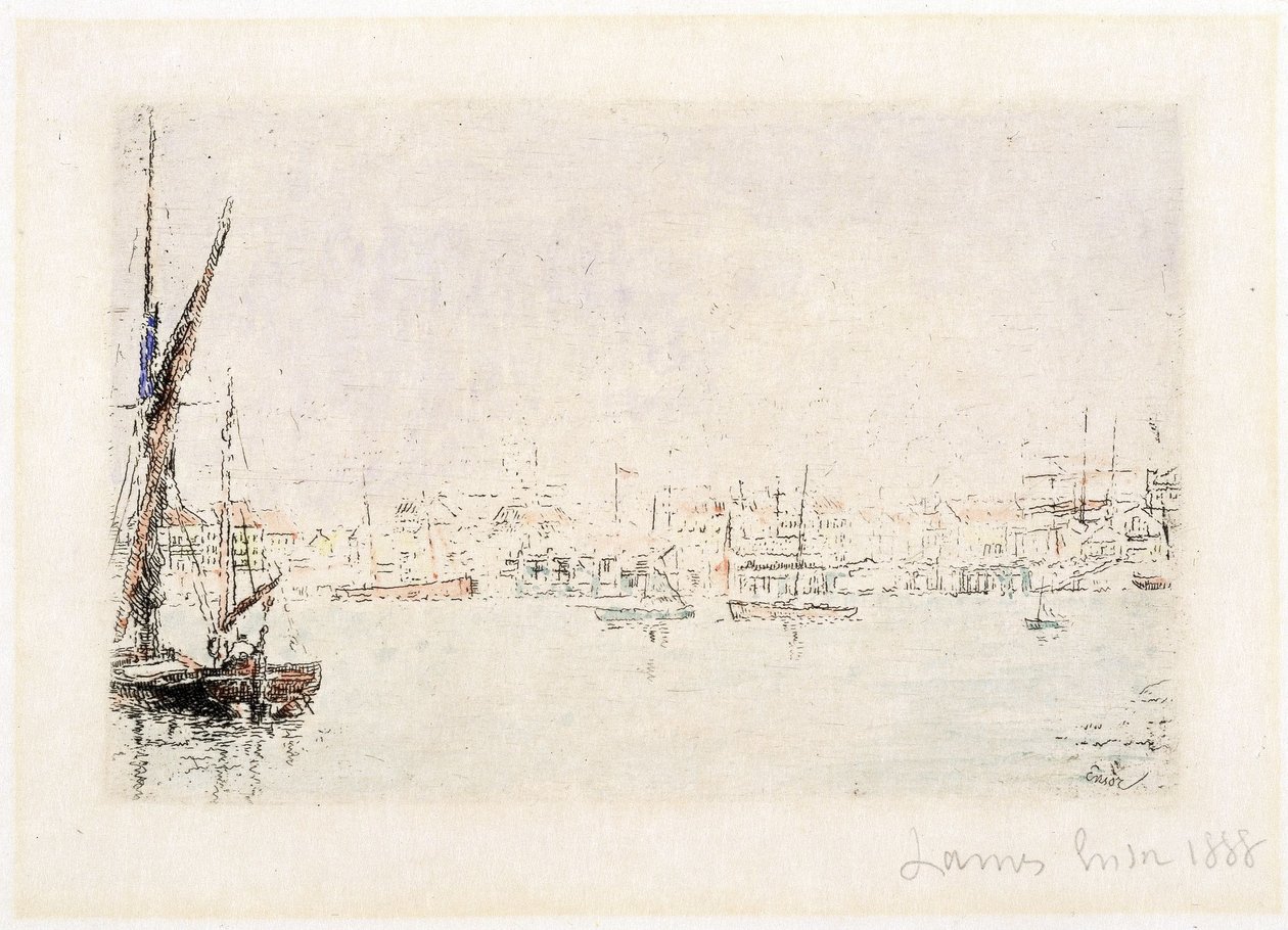 Utsikt över hamnen i Oostende av James Ensor