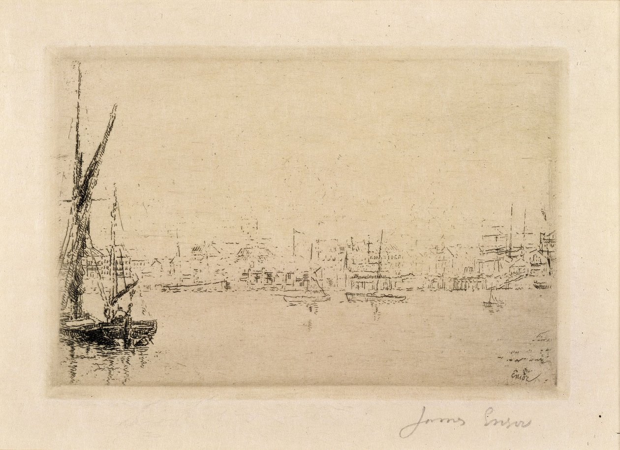 Utsikt över hamnen i Oostende av James Ensor