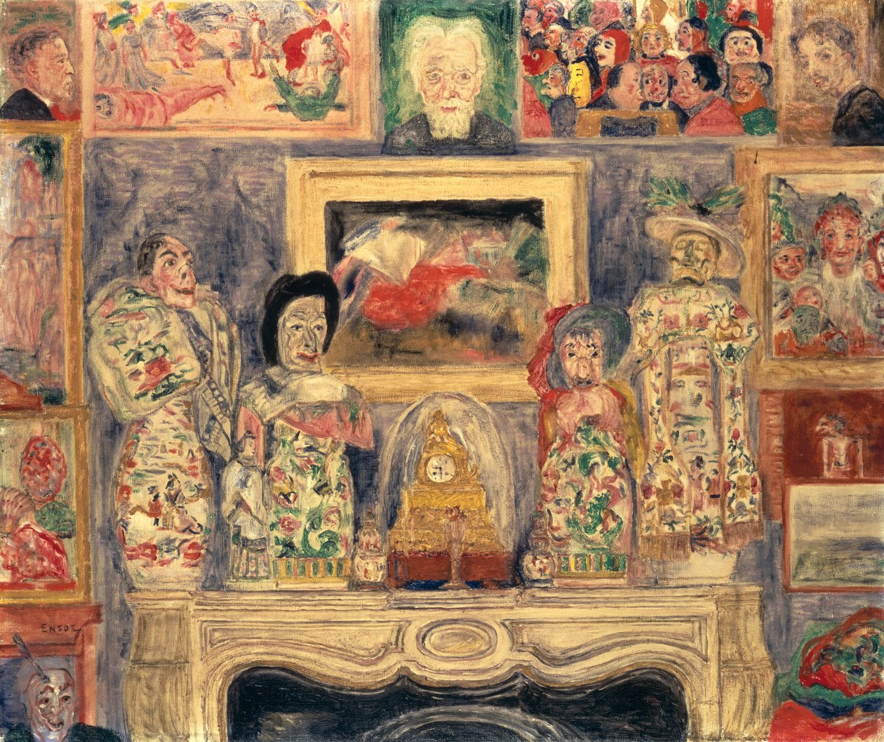 Interiör med tre porträtt av James Ensor
