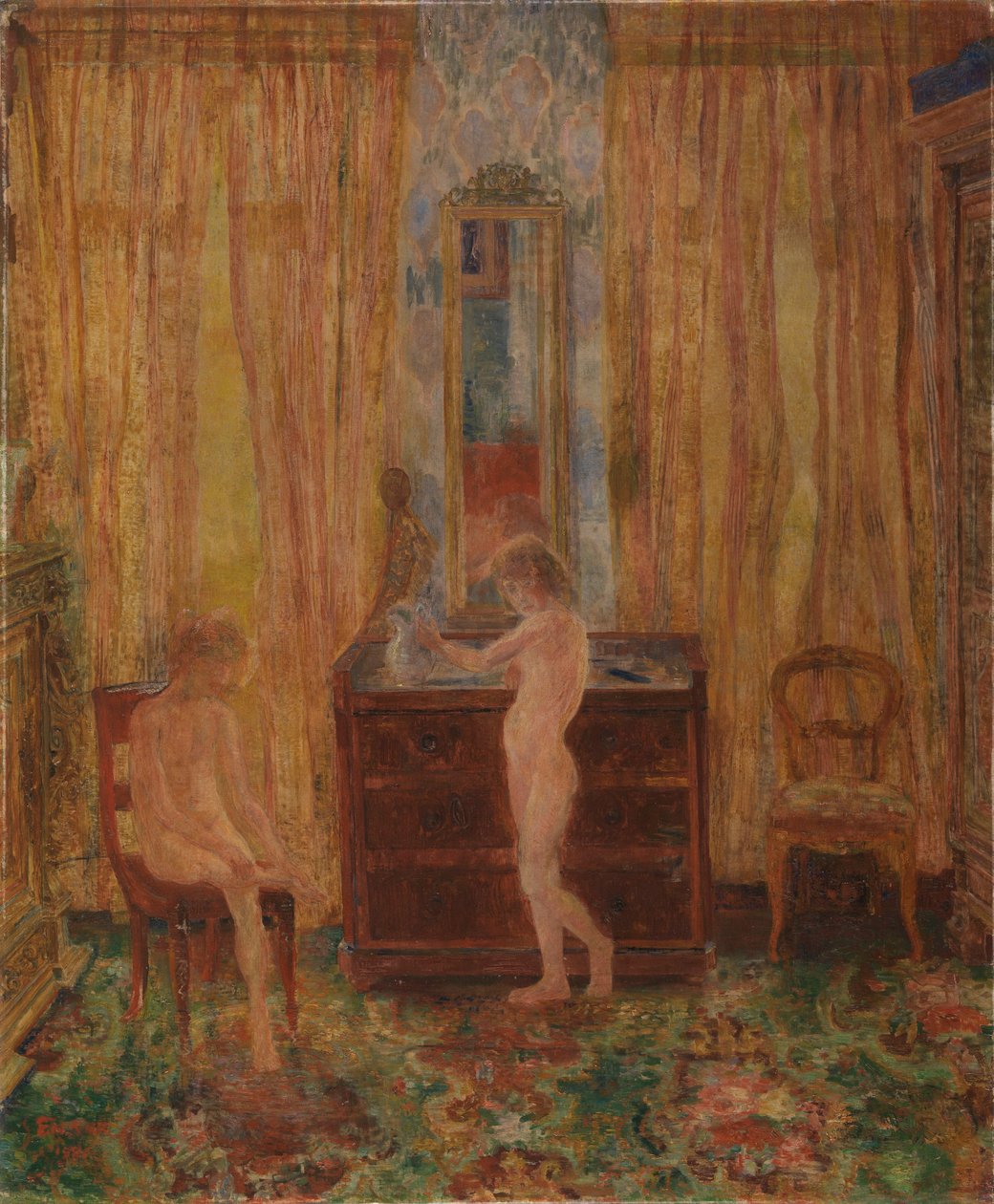 Barn som går på toaletten på morgonen av James Ensor