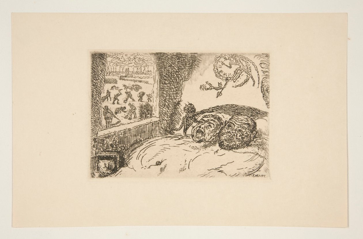La paresse (Sloth), från portföljen Les p?ch?s capitaux (Dödssynderna) av James Ensor