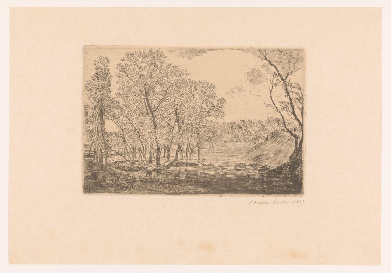 Landskap med poppel vid vattnet La mare aux peupliers av James Ensor