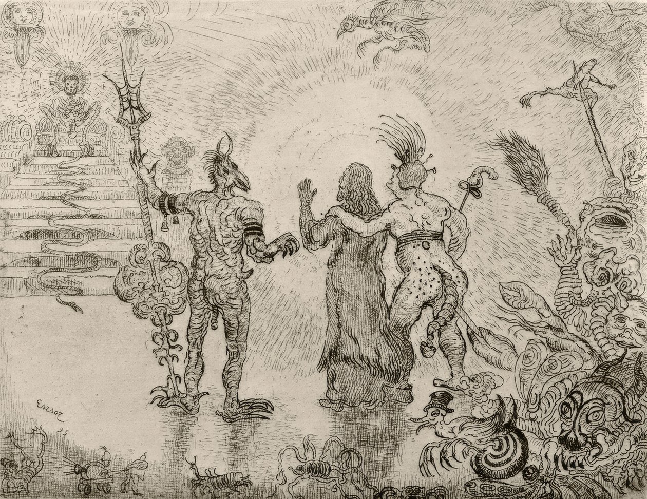 Dzitts och Hihanox djävlar leder Kristus till helvetet - Dzitts demoner i Hihanox leder Kristus till helvetet av James Sidney Ensor