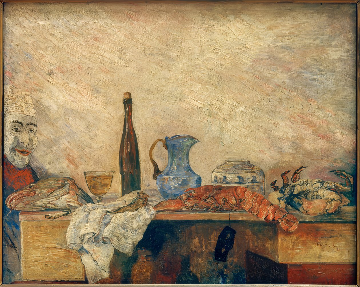 Mask inspekterar kräftdjur av James Sidney Ensor