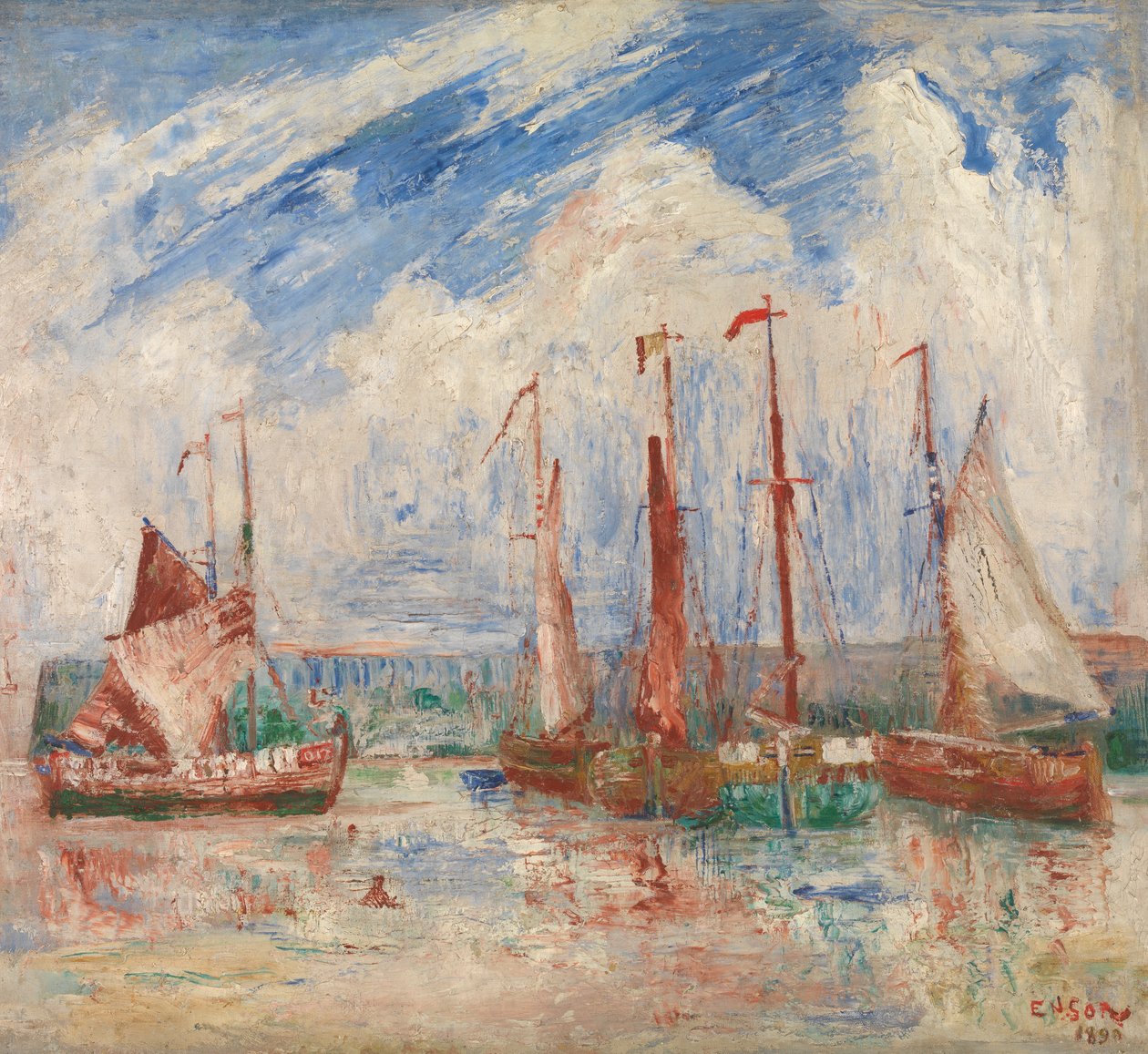 Oostendes hamn, ca 1900-04 (olja på duk) av James Ensor