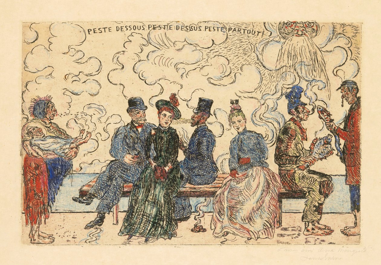 Pest under, Pest ovan, Pest överallt (Föroreningar under, Föroreningar ovan, Föroreningar överallt) av James Ensor