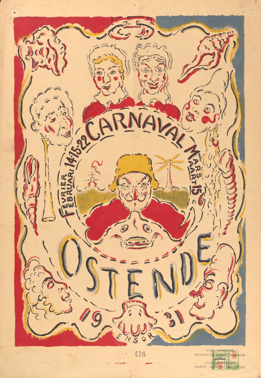Plakat für den Karneval in Ostende av James Ensor