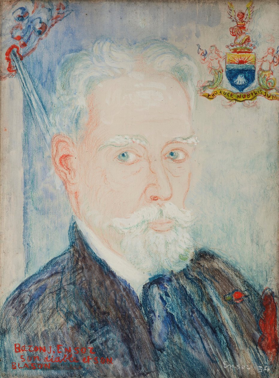 Självporträtt av baron James Ensor, hans djävul och vapensköld av James Ensor
