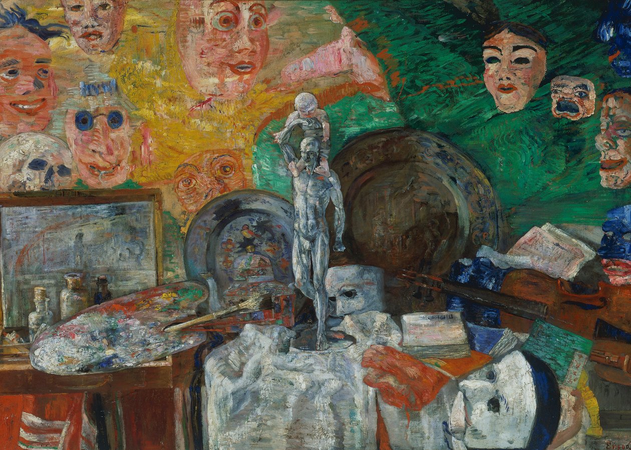 Stilleben i studion eller Arts attribut av James Ensor
