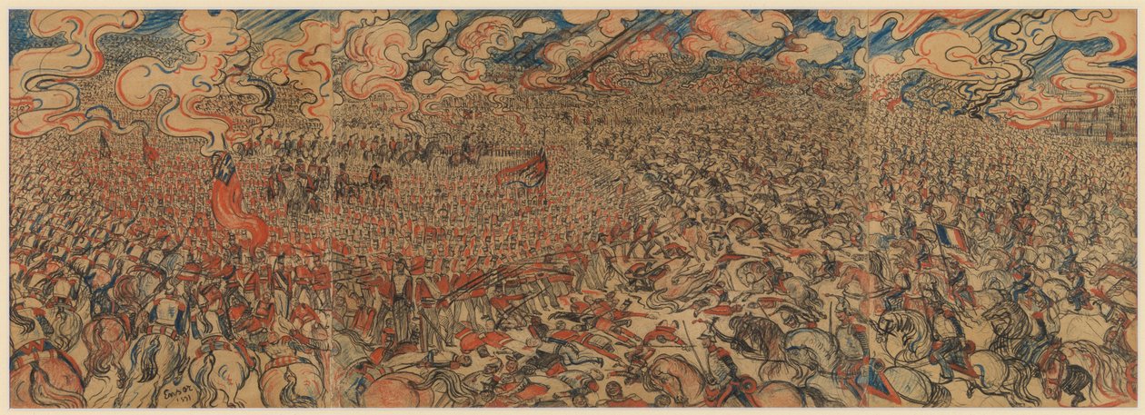 The Cuirassiers of Waterloo (krita på papper på kartong) av James Ensor