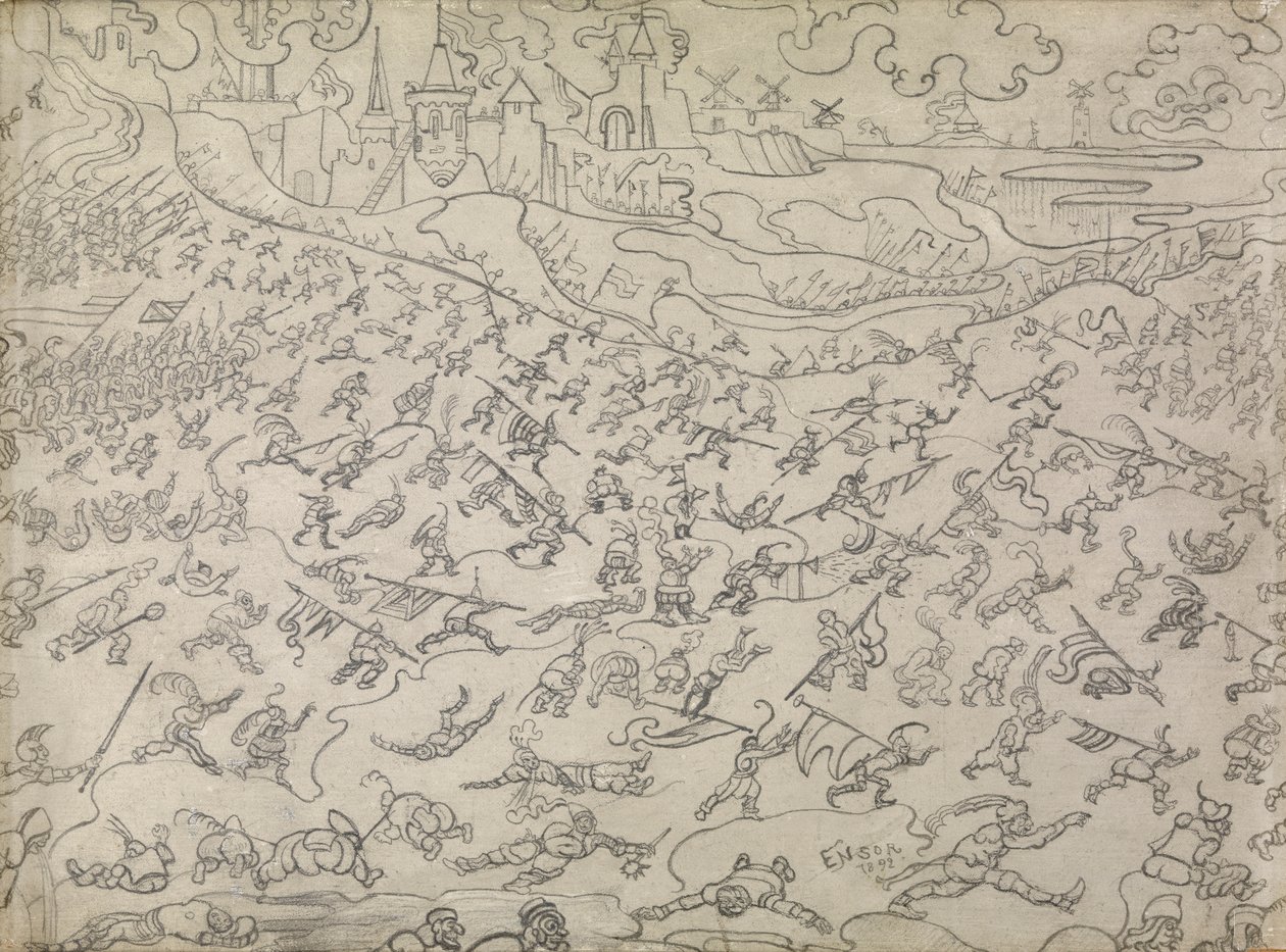The Dissolute Mercenaries (penna på papper) av James Ensor