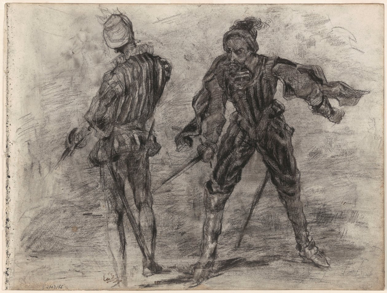Två spanska adelsmän med svärd (framifrån, bakifrån) av James Ensor