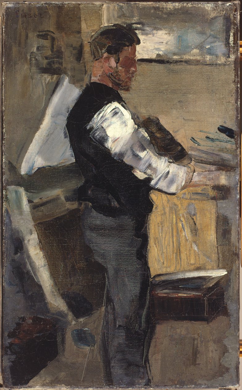 Willy Finch in the Studio, ca 1880-82 (olja på duk) av James Ensor