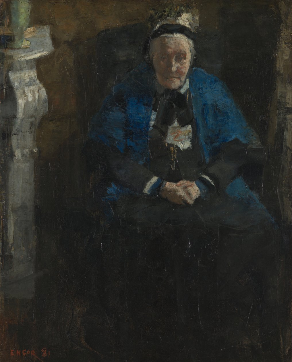 Kvinna med blå sjal av James Ensor