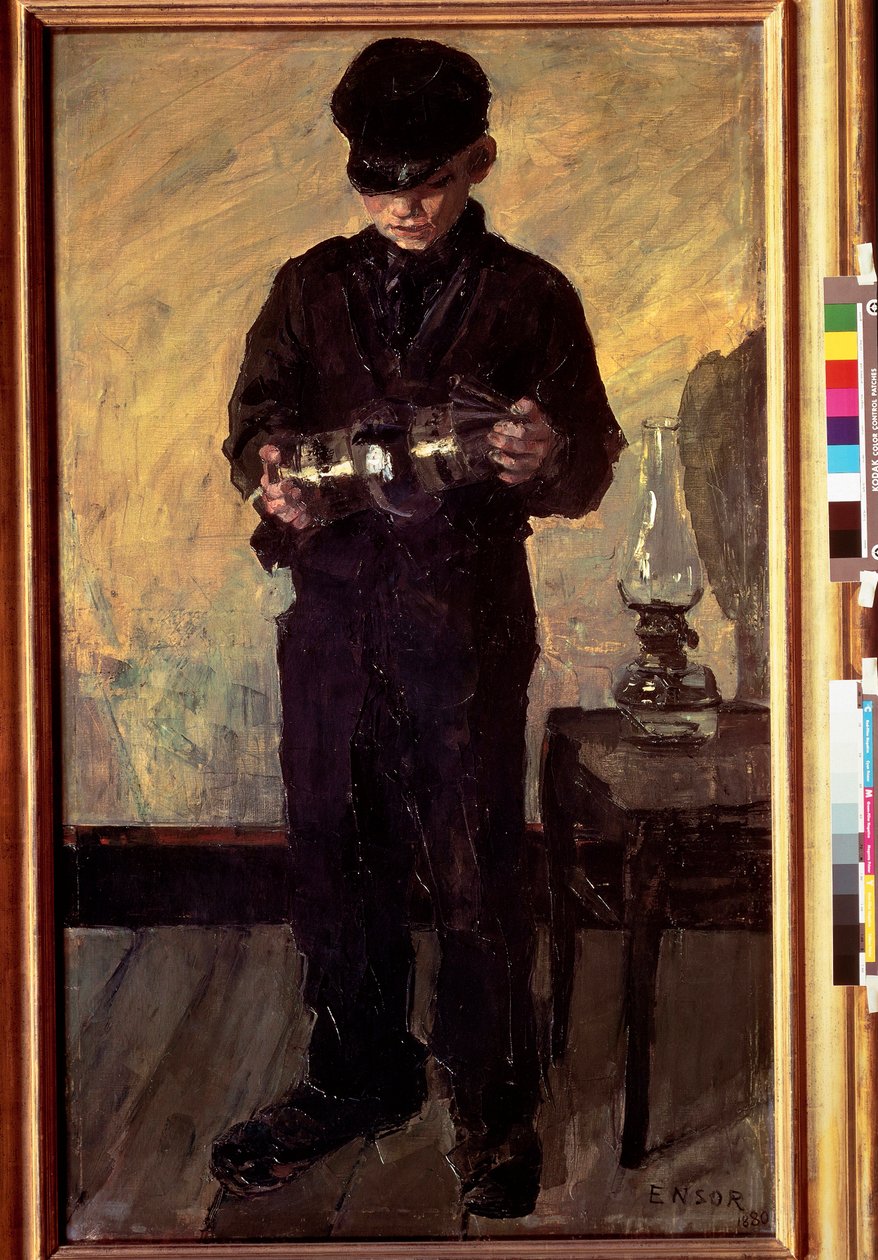 den lilla oljelampsreparatören av James Ensor