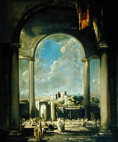 Figurer under en båge (olja på duk) av James Ferrier Pryde