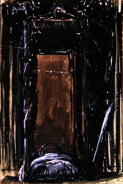Sängen, ca 1909 (bläck & gouache på papper) av James Ferrier Pryde