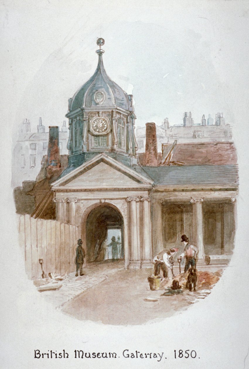 Porten till det gamla British Museum Montague House, Bloomsbury, London, 1850. av James Findlay