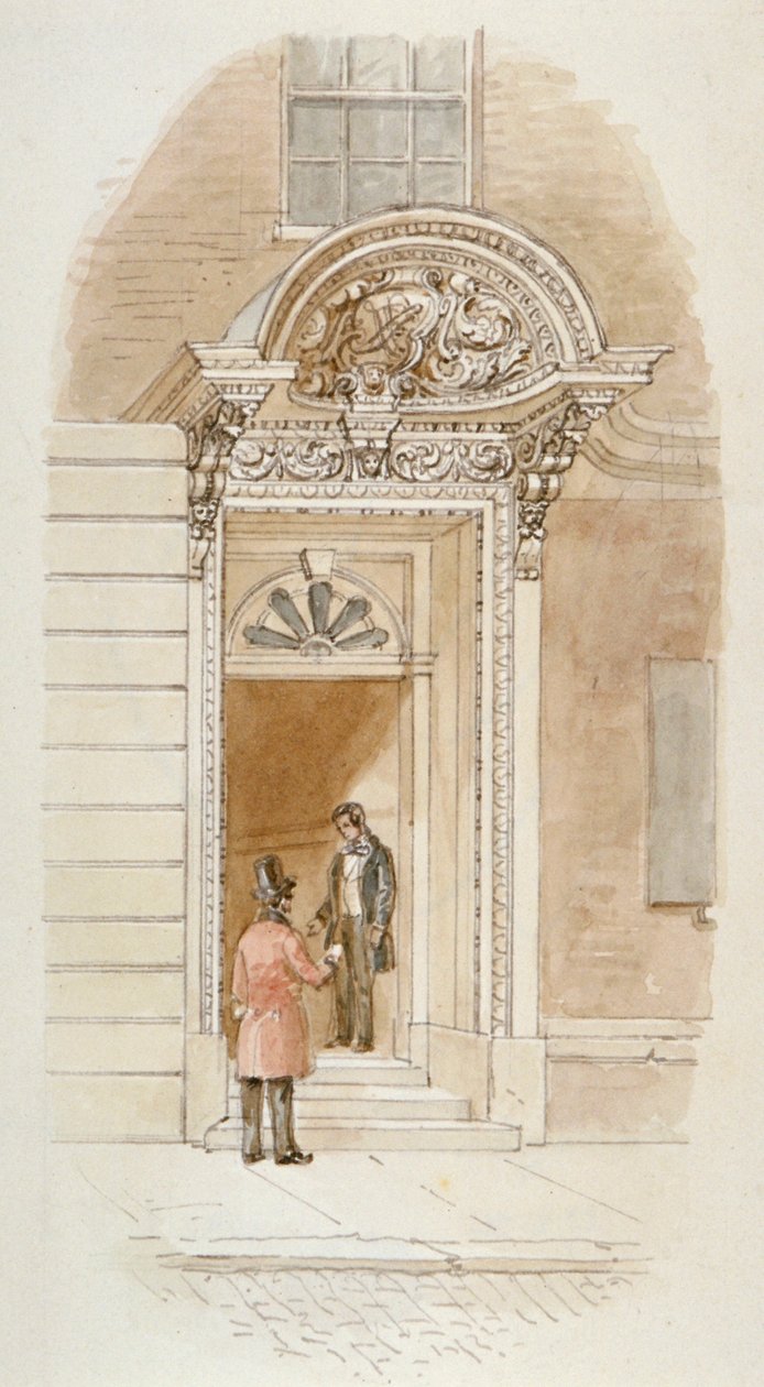 Utsikt över dörröppningen till Mincing Lane nr 4, City of London, 1840 av James Findlay