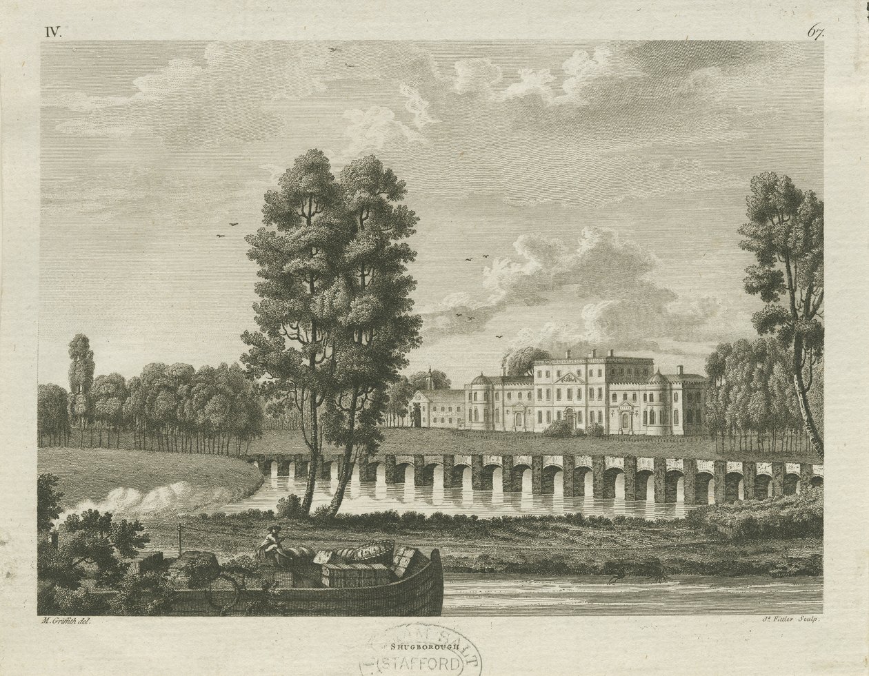 Shugborough Hall: gravyr, nd [c 1782] (tryck) av James Fittler
