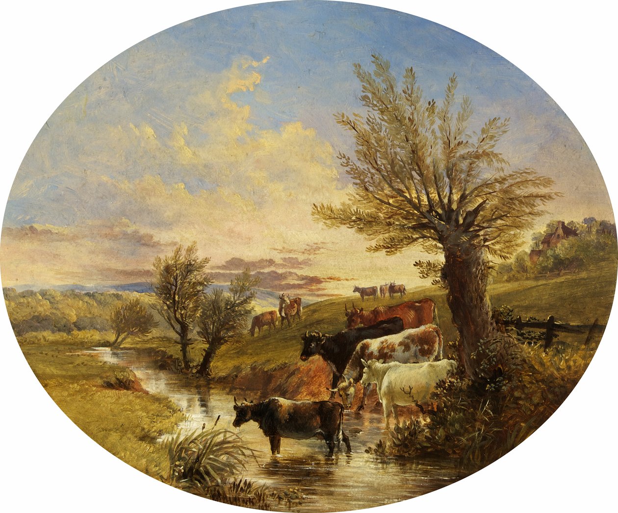Landskap med bäck och boskap, 1888 av James Flewitt Mullock