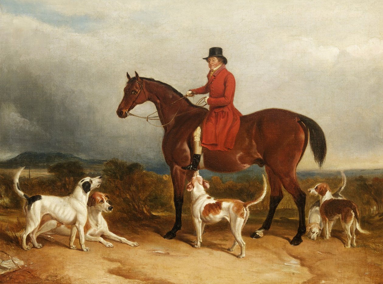 William Phillips från Risca Manor, Monmouthshire med hundar, 1850-55 av James Flewitt Mullock