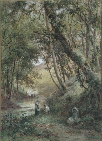 By the Stream (akvarell på papper) av James George Bingley