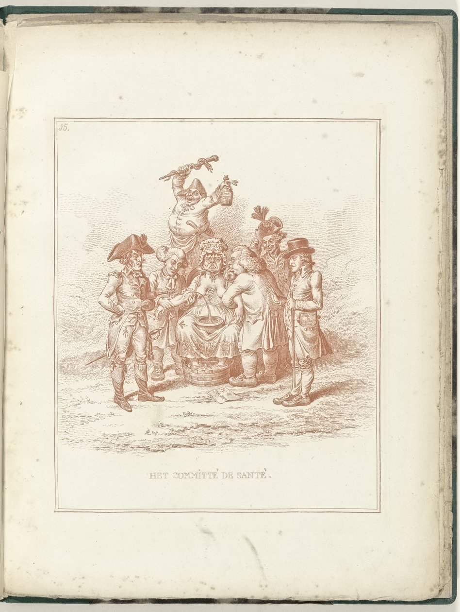 Hälsokommittén, 1795 The Committe de Santé (titel på objekt) Hollandia Regenerata (serietitel) av James Gillray (possibly)