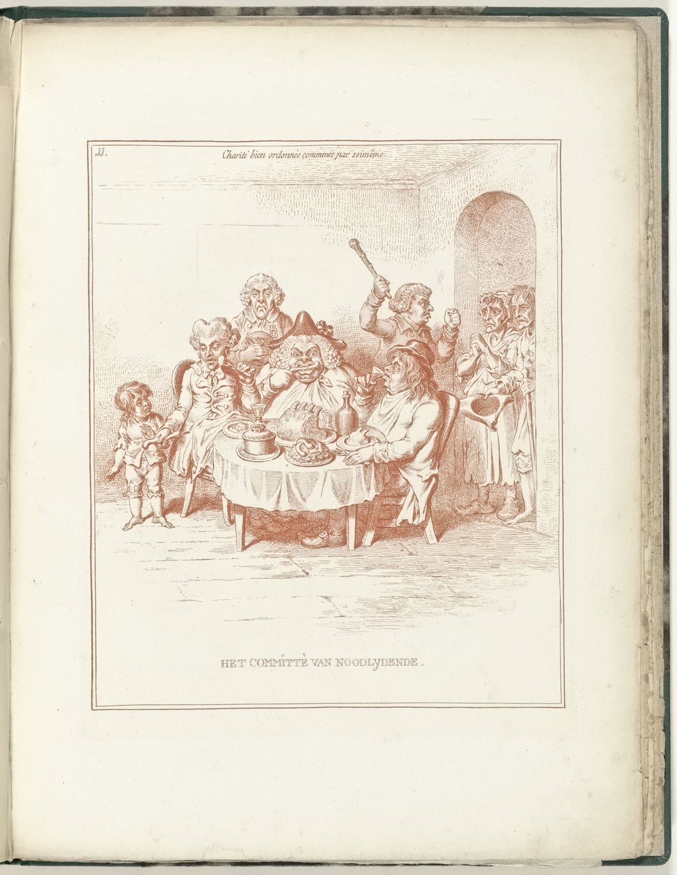 Kommittén för behövande, 1795 The Committee of Noodlydende (titel på objekt) Hollandia Regenerata (serietitel) av James Gillray (possibly)