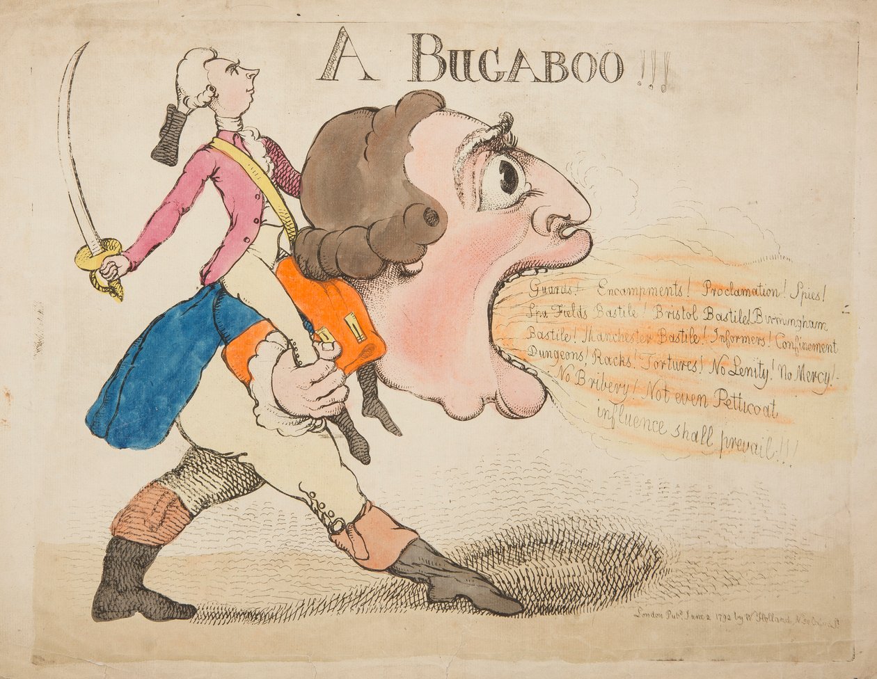 En Bugaboo!!! 1792 (färgad gravyr) av James Gillray