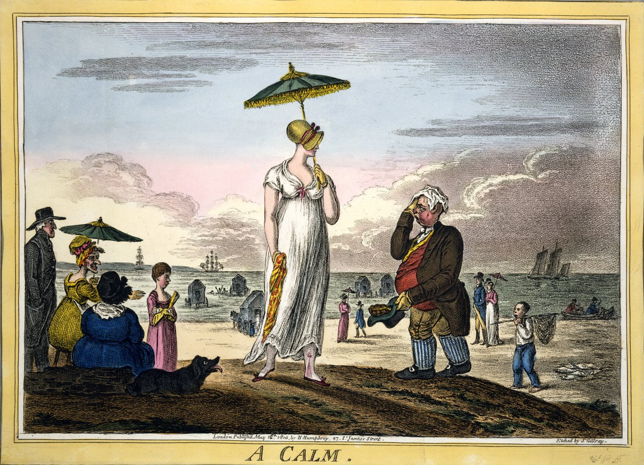 En lugn, pub. H Humphrey, London, 1810 (handkolorerad gravyr) av James Gillray