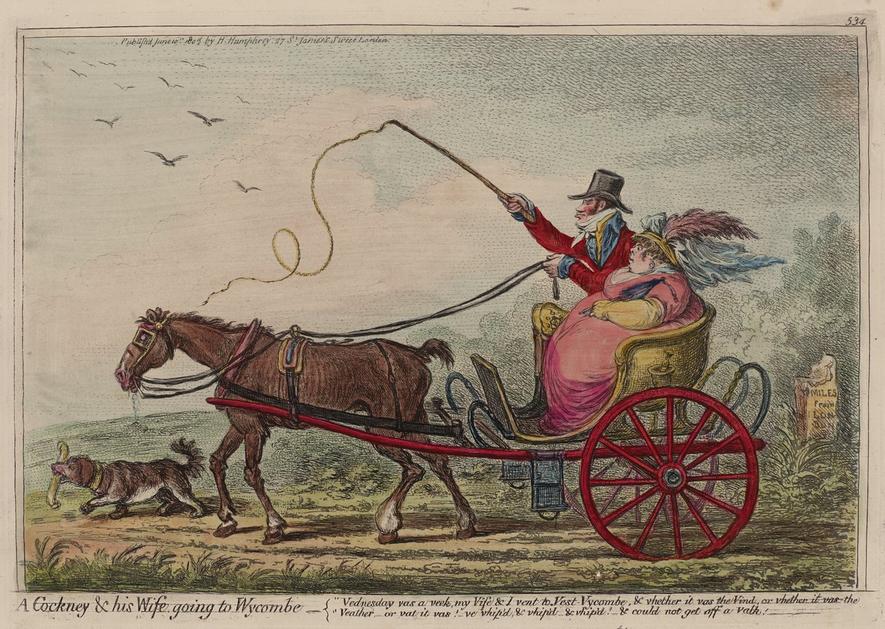 En Cockney och hans fru på väg till Wycombe av James Gillray