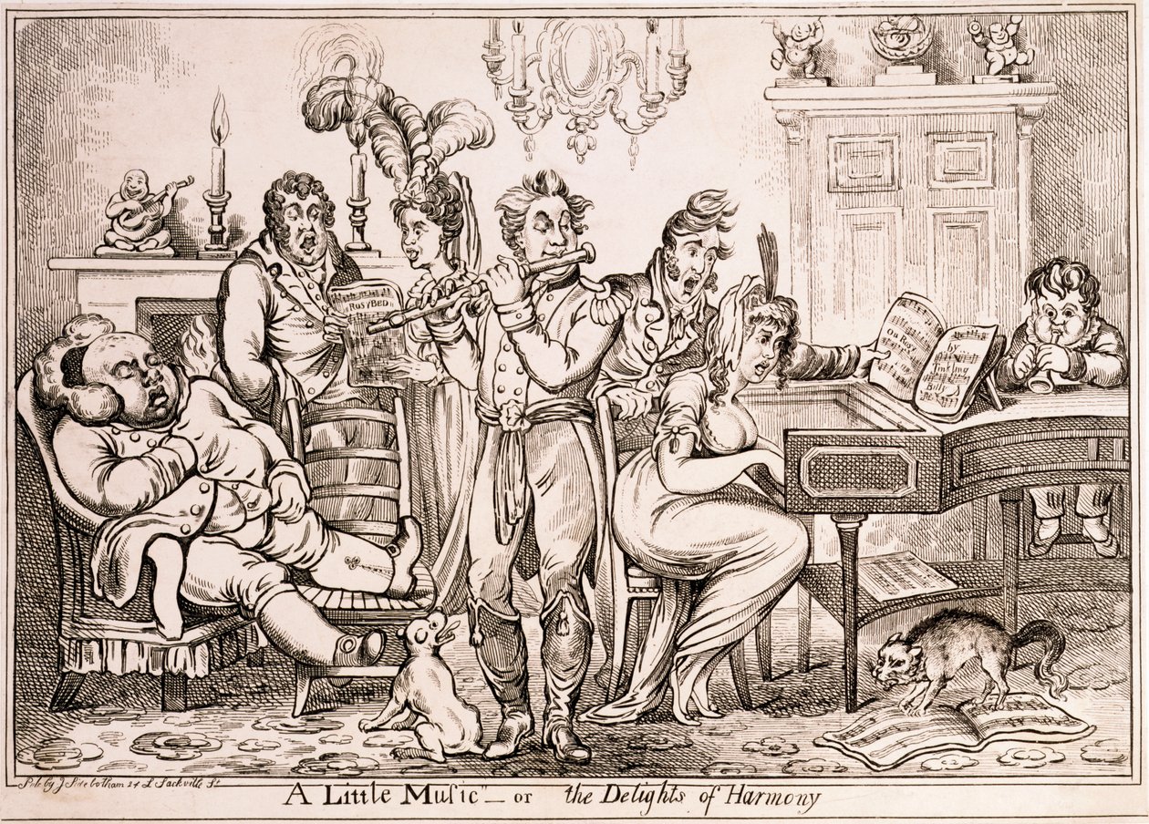 A Little Music or The Delights of Harmony, graverad av William Brocas, tryckt i London av J. Sidebotham, 1810. av James Gillray