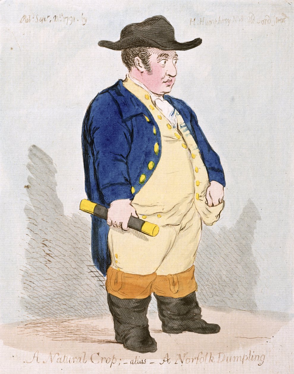 En naturlig gröda; Alias - A Norfolk Dumpling, publicerad av Hannah Humphrey 1791 (handfärgad etsning) av James Gillray