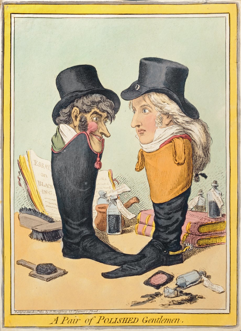 A Pair of Polished Gentlemen, publicerad av Hannah Humphrey 1801 (handfärgad etsning) av James Gillray