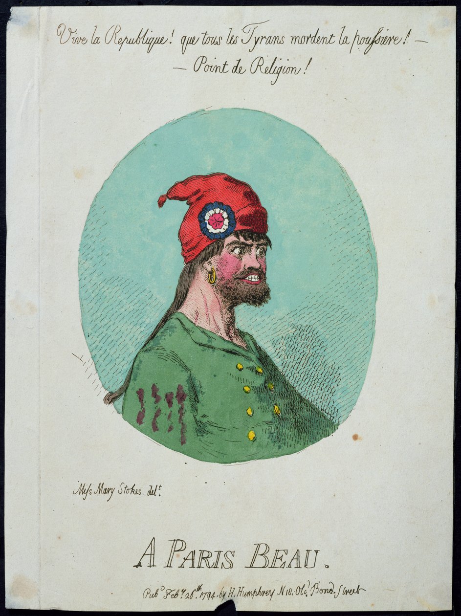 A Paris Beau, publicerad av Hannah Humphrey 1794 (handfärgad etsning) av James Gillray