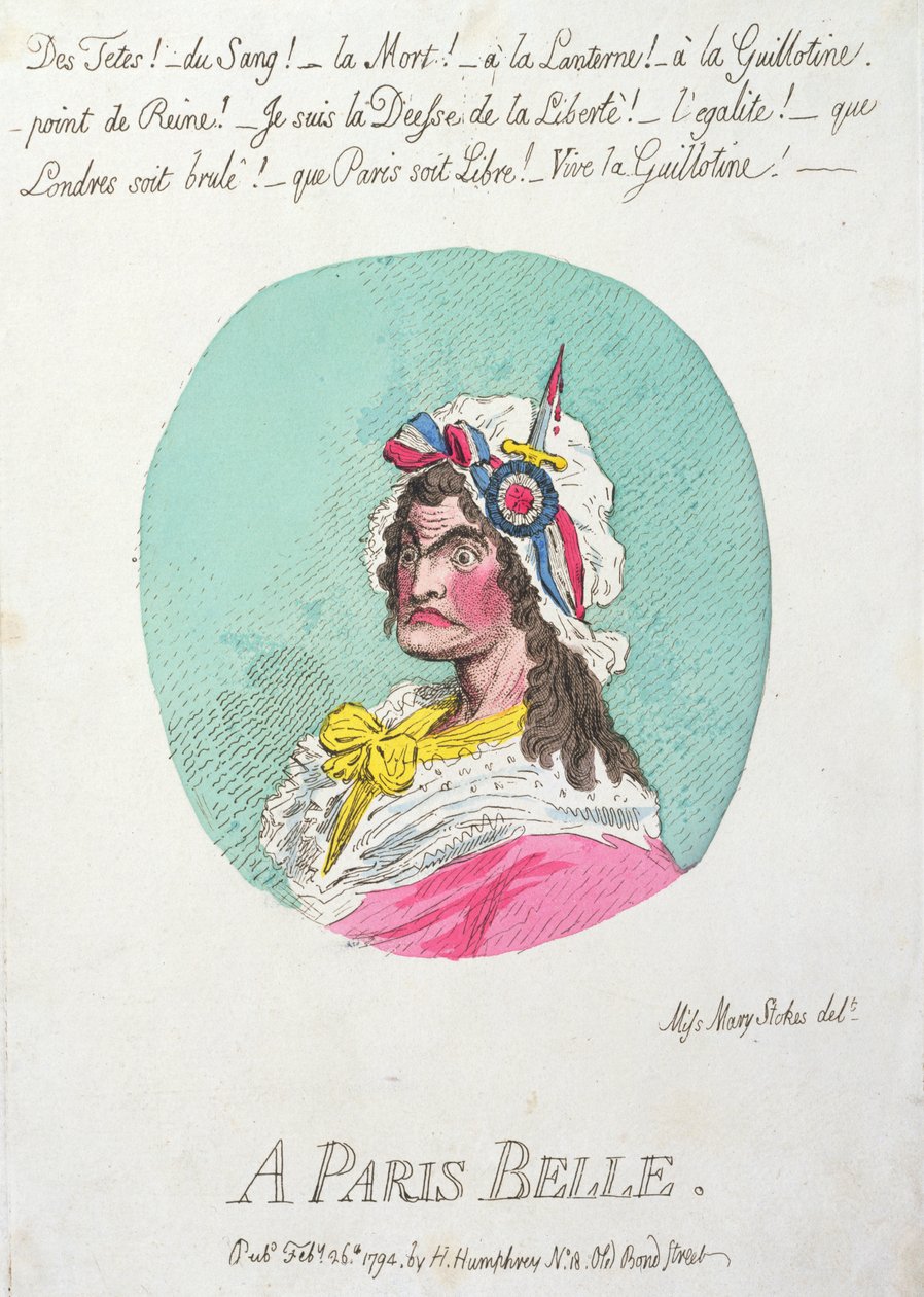 A Paris Belle, utgiven av Hannah Humphrey 1794 (handkolorerad etsning) av James Gillray