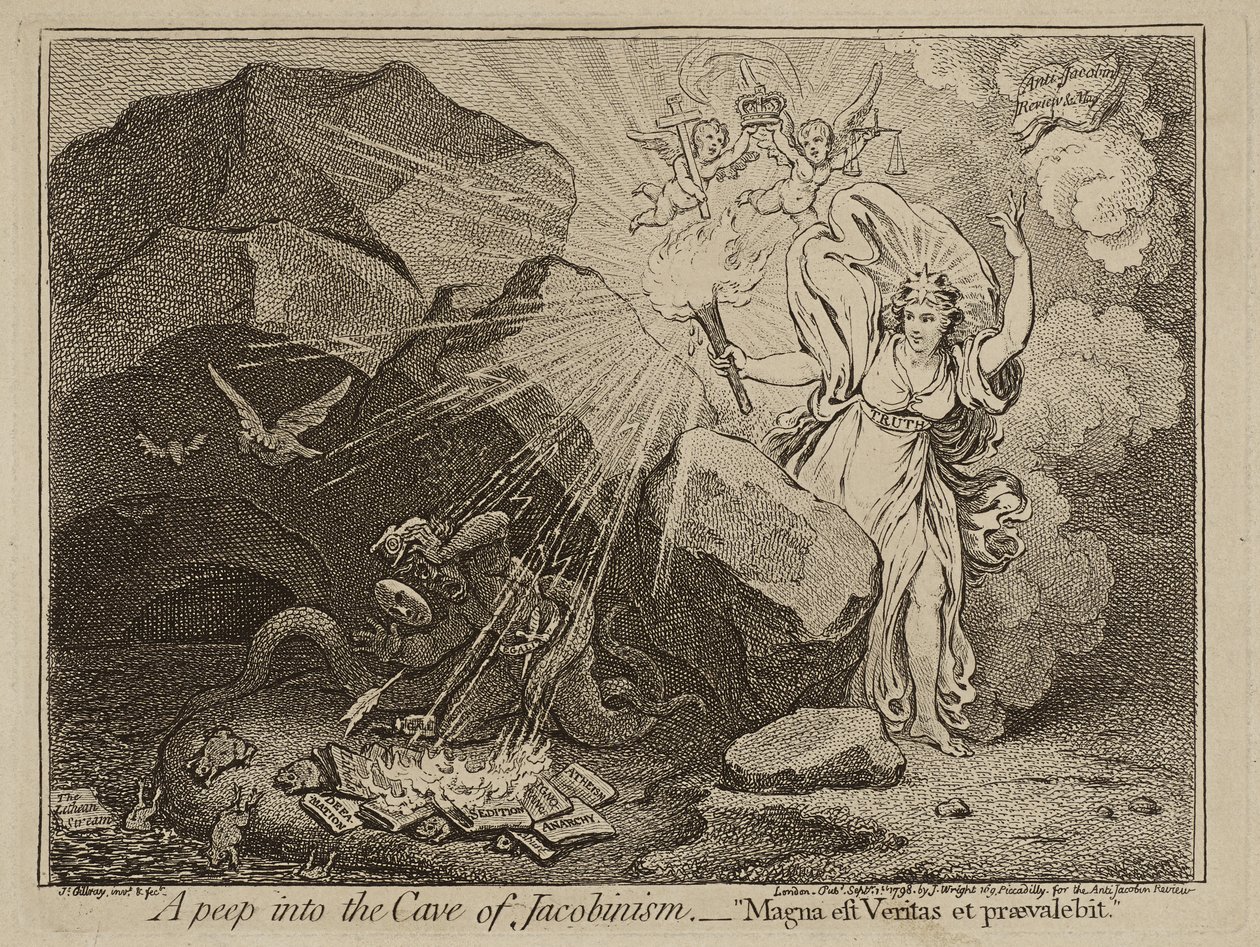 A Peep into the Cave of Jacobinism, or The Great Truth Will Prevail, 1798 (etsat på papper) av James Gillray