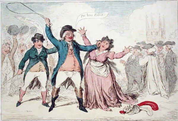 Ett bevis på de förfinade känslorna av älskvärd karaktär, nyligen en kandidat för en viss gammal stad (handfärgad etsning) av James Gillray