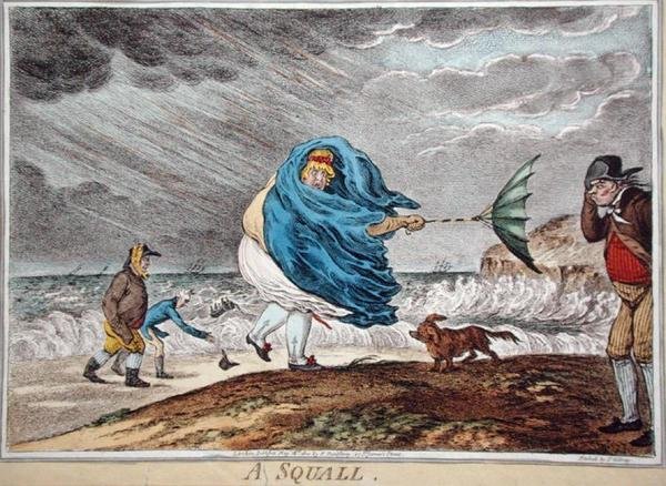 A Squall, publicerad av Hannah Humphrey 1810 (handfärgad etsning) av James Gillray