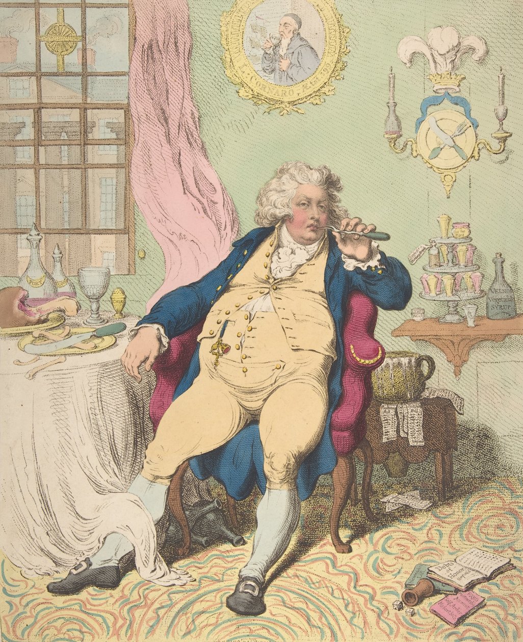 A Voluptuary Under the Horrors of Digestion, 2 juli 1792, 2 juli 1792. av James Gillray