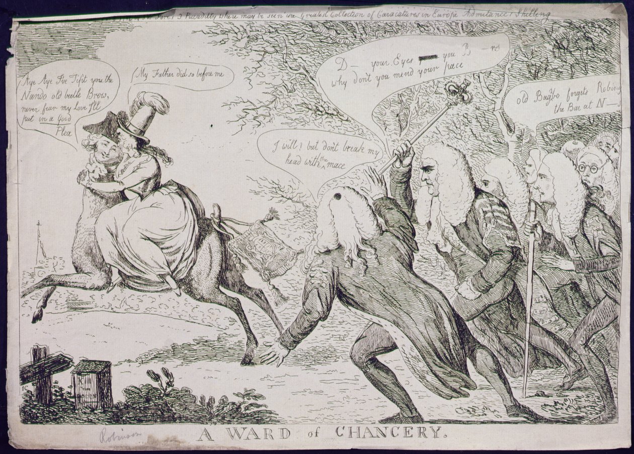 A Ward of Chancery, utgiven av S.W. Fores (etsning) av James Gillray
