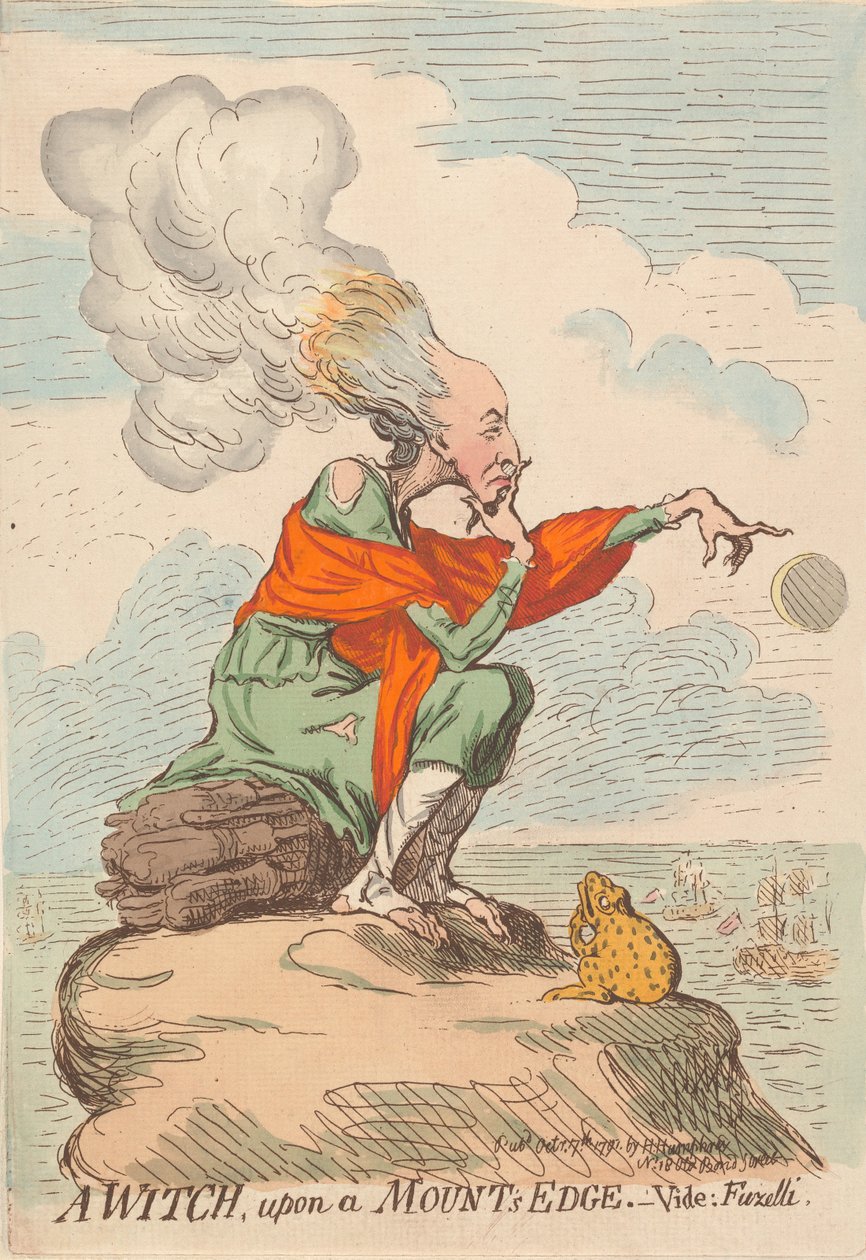 En häxa vid kanten av ett berg - Se: Fuseli av James Gillray