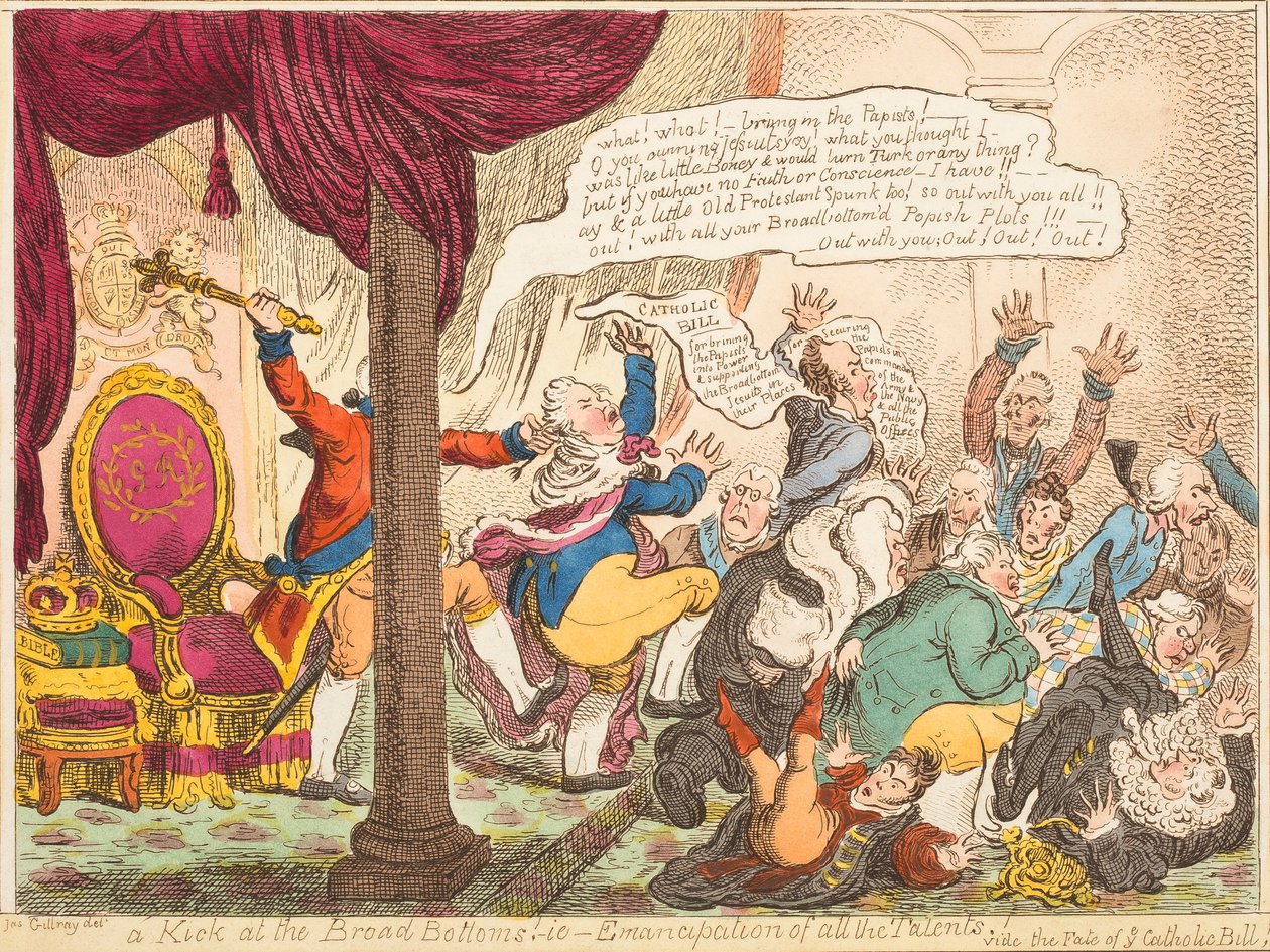 En spark på breda botten!-dvs.-frigörelse av alla talanger! av James Gillray