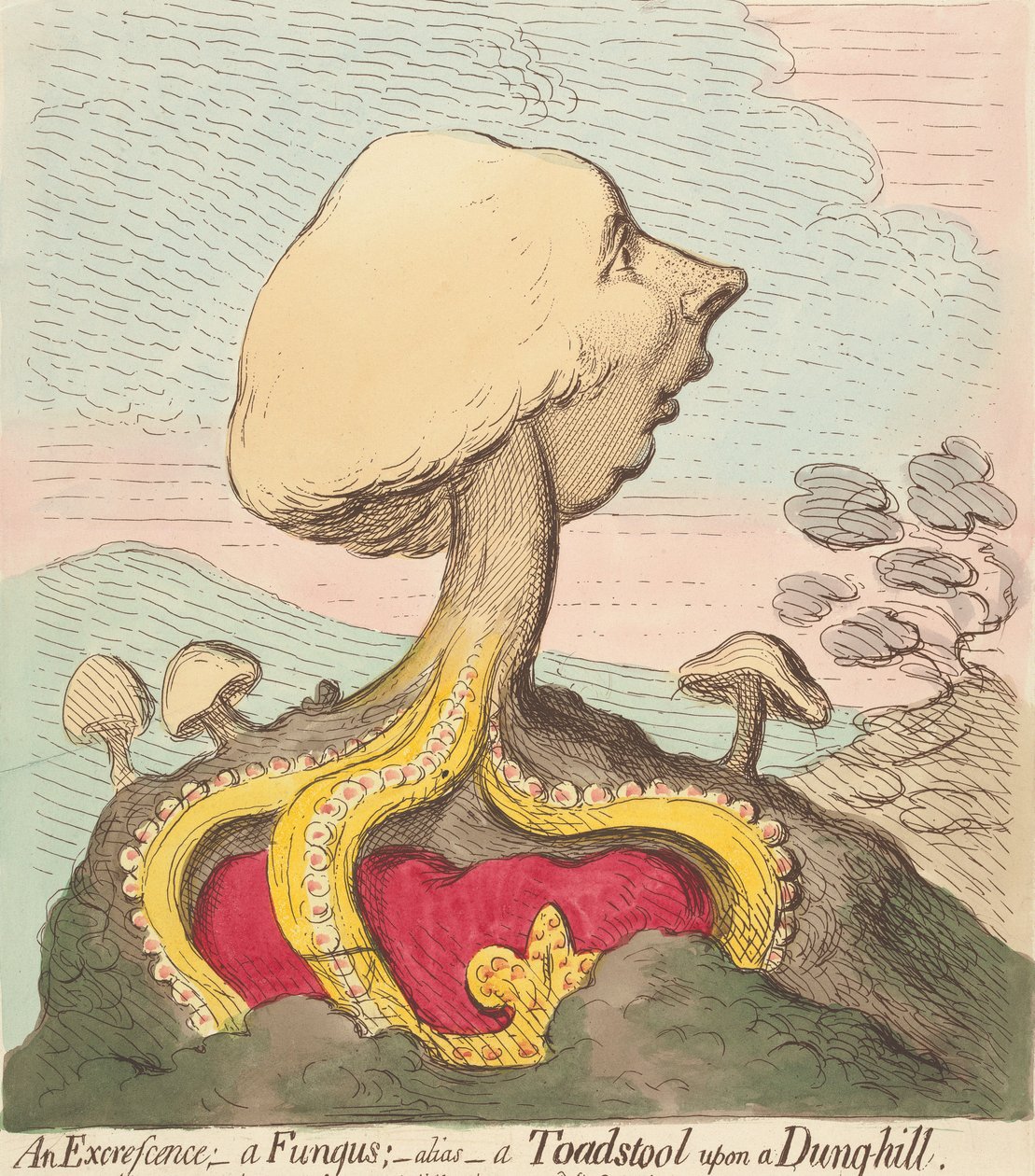 En utväxt; – En svamp; – Alias – En giftig svamp på en gödselhög av James Gillray