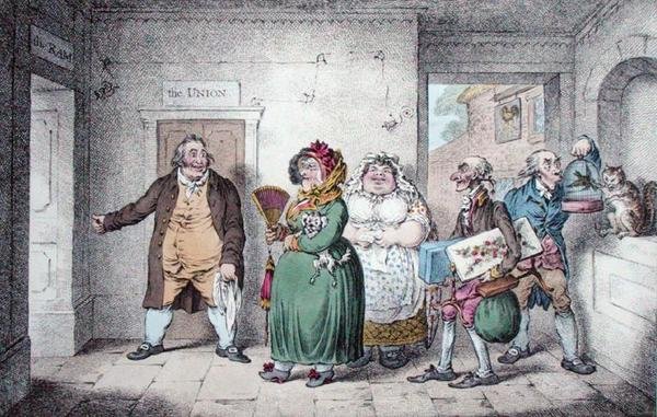 An Old Maid on a Journey, designad av Brownlow North, publicerad av Hannah Humphrey av James Gillray